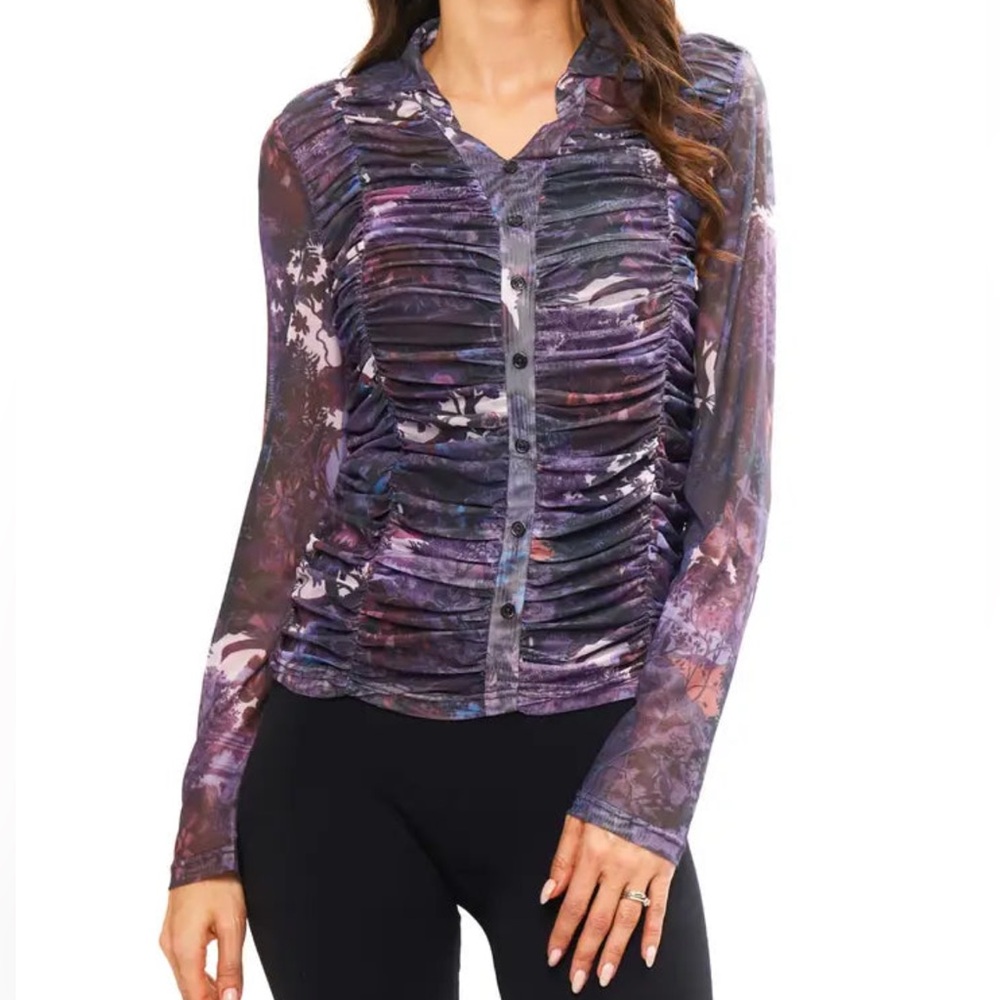 Anthropologie by Pilcro Purple Floral Blouse